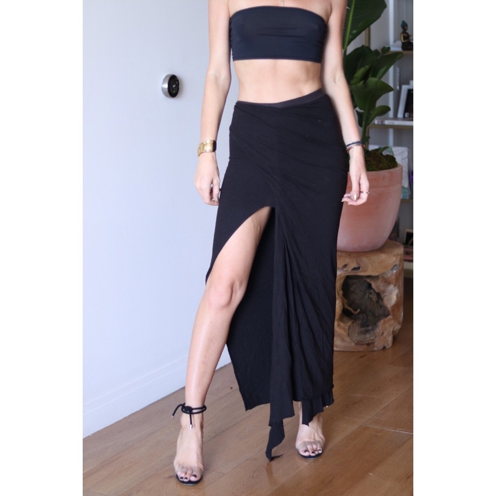 Rick Owens cotton blend midi skirt open knee